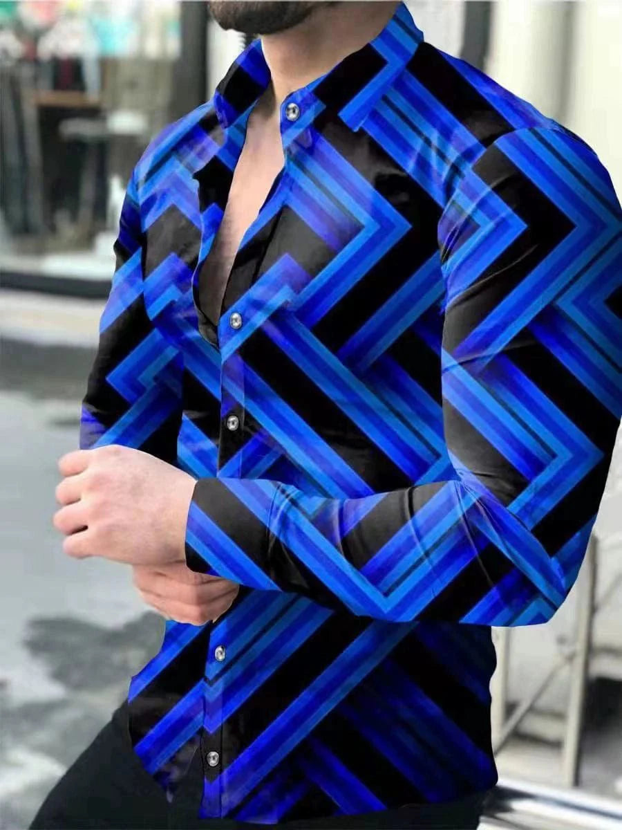 Casual Long Sleeve Floral Shirt for Men Casual Long Sleeve Printed Shirt Men - SHOWLU FASHION STORE