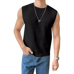 Casual Loose Fit Vest Men's Summer Hollow Breathable Knitting Vest for Daily Wear Street Style Slim Fit Solid Color Sleeveless - SHOWLU FASHION STORE