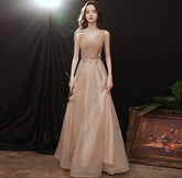 Champagne Vocal Music Art Test Elegant Dress Evening Gown - SHOWLU FASHION STORE