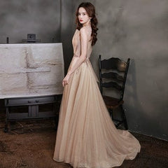 Champagne Vocal Music Art Test Elegant Dress Evening Gown - SHOWLU FASHION STORE