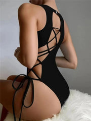 Chic Lace - Up Backless Swimsuit - SHOWLU FASHION STORE