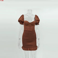 Chic Square Neck Sheath Dress - SHOWLU FASHION STORE