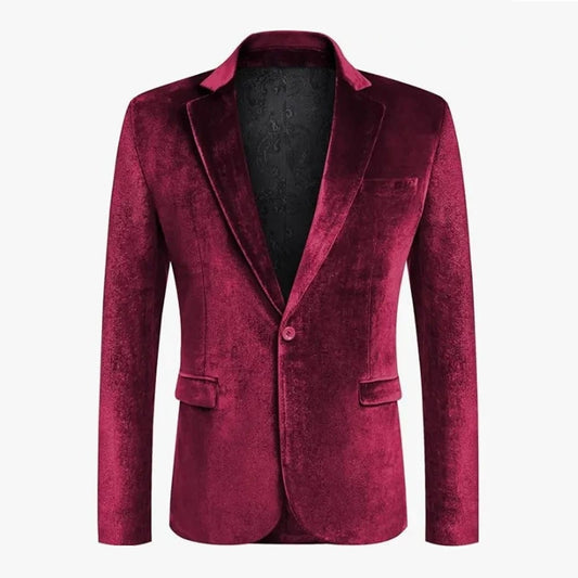 Chic Velvet Men Suits Blazer Fashion One Button Notch Lapel Coat Long Sleeves Slim Basic Casual Daily Formal Jackets 1 Piece - SHOWLU FASHION STORE