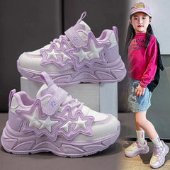 Children Casual Shoes for Girls Fashion Classic with Stars Girls Sports Running Sneakers Breathable PU + Rubber Anti - skid Soft - SHOWLU FASHION STORE