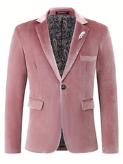 Classic One Button Lapel Suit Jacket - Soft Slight Stretch Polyester Fabric, Loose Fit, Long Sleeve, Polyester Lining - Perfect for Spring and Fall Business Casual Events - SHOWLU FASHION STORE