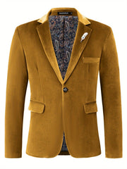 Classic One Button Lapel Suit Jacket - Soft Slight Stretch Polyester Fabric, Loose Fit, Long Sleeve, Polyester Lining - Perfect for Spring and Fall Business Casual Events - SHOWLU FASHION STORE