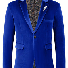 Classic One Button Lapel Suit Jacket - Soft Slight Stretch Polyester Fabric, Loose Fit, Long Sleeve, Polyester Lining - Perfect for Spring and Fall Business Casual Events - SHOWLU FASHION STORE