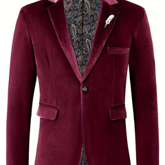 Classic One Button Lapel Suit Jacket - Soft Slight Stretch Polyester Fabric, Loose Fit, Long Sleeve, Polyester Lining - Perfect for Spring and Fall Business Casual Events - SHOWLU FASHION STORE