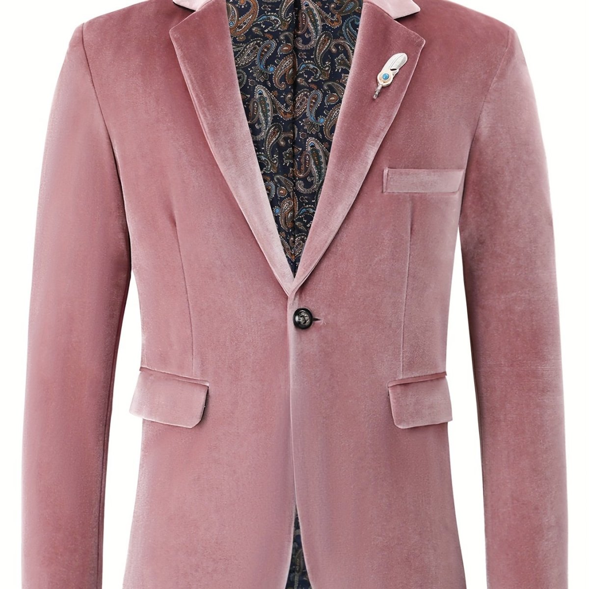 Classic One Button Lapel Suit Jacket - Soft Slight Stretch Polyester Fabric, Loose Fit, Long Sleeve, Polyester Lining - Perfect for Spring and Fall Business Casual Events - SHOWLU FASHION STORE