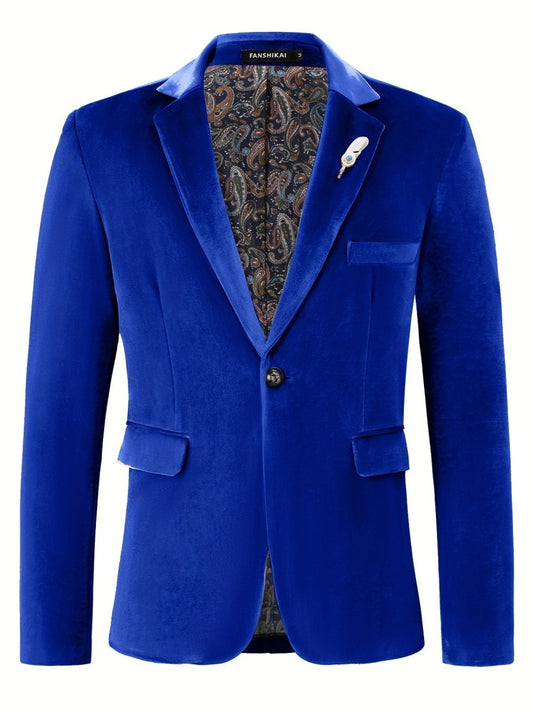 Classic One Button Lapel Suit Jacket - Soft Slight Stretch Polyester Fabric, Loose Fit, Long Sleeve, Polyester Lining - Perfect for Spring and Fall Business Casual Events - SHOWLU FASHION STORE