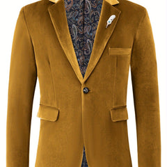 Classic One Button Lapel Suit Jacket - Soft Slight Stretch Polyester Fabric, Loose Fit, Long Sleeve, Polyester Lining - Perfect for Spring and Fall Business Casual Events - SHOWLU FASHION STORE