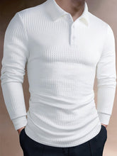Classic Pure Cotton Henley Shirt for Men - Soft Textured and Knit Long Sleeve Lapel Collar Design, Perfect for Business and Casual Outerwear, Fall and Winter Fashion Essentials - SHOWLU FASHION STORE