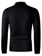 Classic Pure Cotton Henley Shirt for Men - Soft Textured and Knit Long Sleeve Lapel Collar Design, Perfect for Business and Casual Outerwear, Fall and Winter Fashion Essentials - SHOWLU FASHION STORE