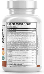 A white bottle of Clean Nutraceuticals ShroomZoom mushroom supplement capsules.