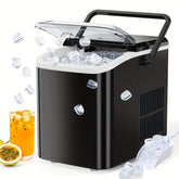 Countertop Ice Maker, Portable Ice Machine Self - Cleaning, 9 Cubes in 6 Mins, 26.5lbs/24Hrs, 2 Sizes of Bullet Ice, with Ice Scoop, Basket and Handle, Ice Cube Maker for Home Kitchen Party - SHOWLU FASHION STORE