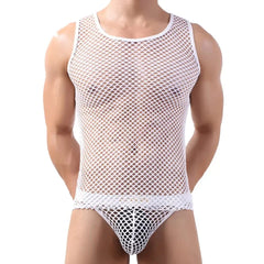 Crop Tops S - XL Casual Men Vest Top Underwear Comfortable Sleeveless Mesh Fishnet Singlet for Men's Casual Wear - SHOWLU FASHION STORE