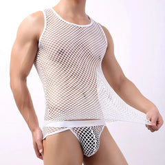 Crop Tops S - XL Casual Men Vest Top Underwear Comfortable Sleeveless Mesh Fishnet Singlet for Men's Casual Wear - SHOWLU FASHION STORE
