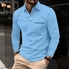 Cross - border 2024 Spring and Autumn fast sell Amazon POLO shirt button pocket men's long sleeve sports breathable polo shirt - SHOWLU FASHION STORE