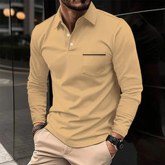Cross - border 2024 Spring and Autumn fast sell Amazon POLO shirt button pocket men's long sleeve sports breathable polo shirt - SHOWLU FASHION STORE