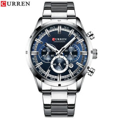Curren Men's Watch Blue Dial Stainless Steel Band Date Mens Business Male Watches Waterproof Luxuries Men Wrist Watches for Men - SHOWLU FASHION STORE