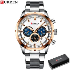 Curren Men's Watch Blue Dial Stainless Steel Band Date Mens Business Male Watches Waterproof Luxuries Men Wrist Watches for Men - SHOWLU FASHION STORE