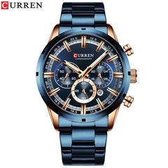 Curren Men's Watch Blue Dial Stainless Steel Band Date Mens Business Male Watches Waterproof Luxuries Men Wrist Watches for Men - SHOWLU FASHION STORE