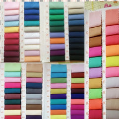A fabric swatch color chart featuring one hundred numbered samples in various colors and textures.