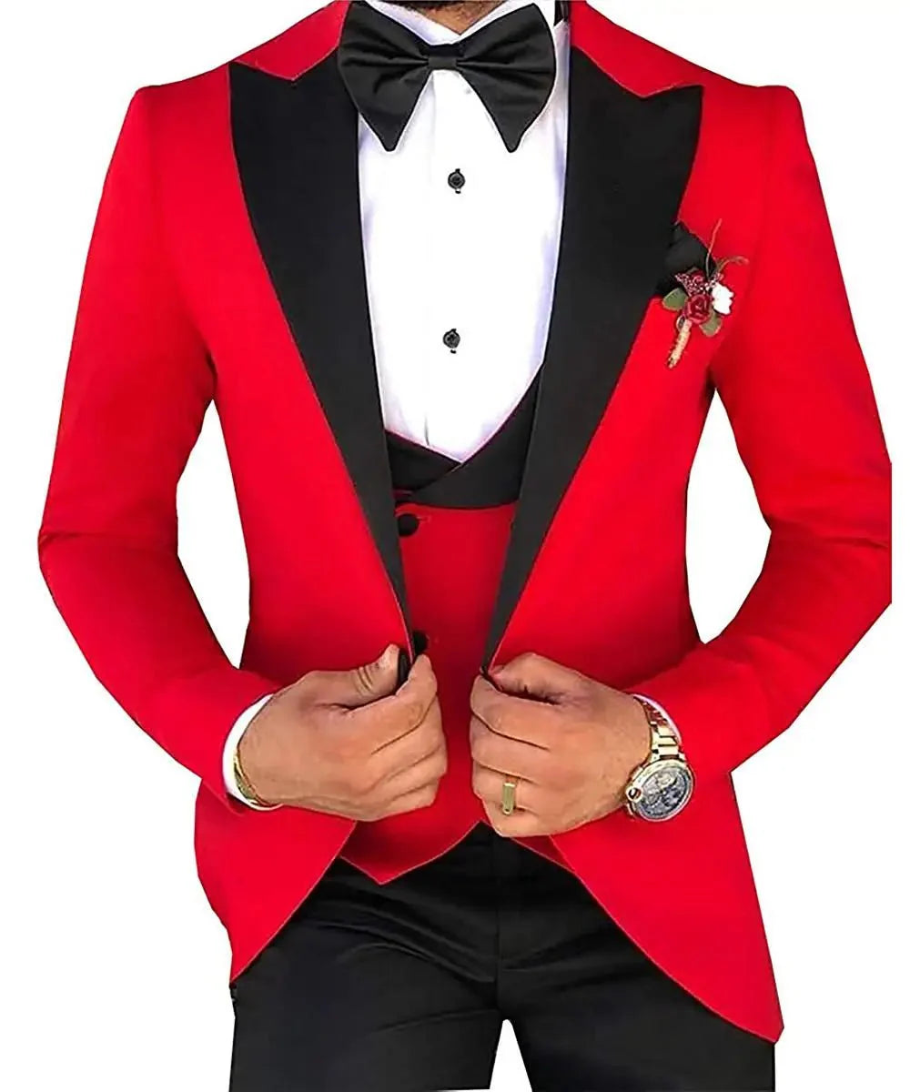 Custom Made Terno Slim Groom Tuxedos Wedding Men Suit Terno Masculino (Jacket+Pant+Vest) Mens's 3 Pieces Suits for Men - SHOWLU FASHION STORE