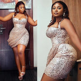 Customized Aso Ebi Cocktail Dresses for Women Short Illusion Mini Graduation Dresses Spaghetti Straps Sequined Lace Prom Dresses - SHOWLU FASHION STORE