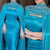 Customized Exquisite High Collar Sheath Celebrity Sequin Fold S Occasion Evening Gown prom dress luxury robe de bal - SHOWLU FASHION STORE