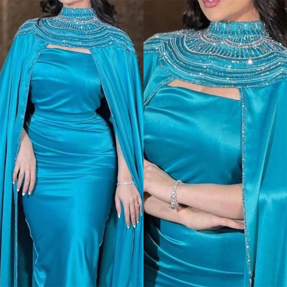 Customized Exquisite High Collar Sheath Celebrity Sequin Fold S Occasion Evening Gown prom dress luxury robe de bal - SHOWLU FASHION STORE