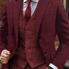 Men's Geometric-Patterned Polyester Suit Jacket, 100% Polyester Woven Fabric, Mature Style with Lapel Collar, Regular Fit, All-Season Adult Blazer, Seasonal Fashion | Classic Lapel Collar | Button Closure Blazer SHOWLU FASHION STORE