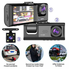 Dash Cam W/ IR Night Vision Loop Recording & 2" IPS Screen 1080P 3 Camera - SHOWLU FASHION STORE