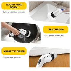 DayPlus Cordless Electric Brush Multi - functional Automatic Hand - held Electric Cleaning Brush Bathroom Toilet Floor Toilet 3 Head - SHOWLU FASHION STORE