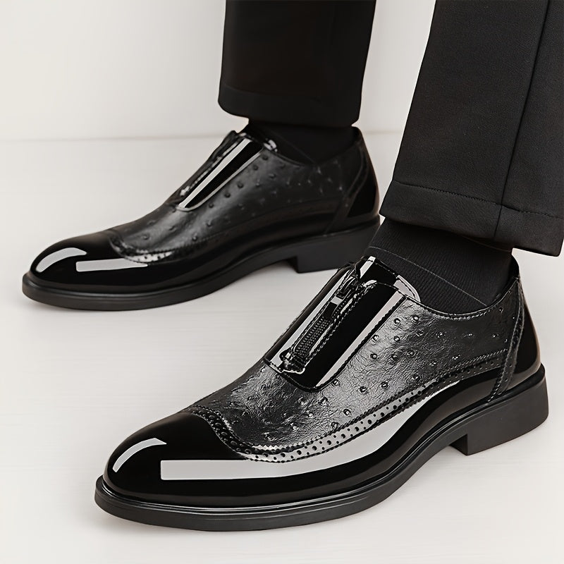 Men'S Classic Wing - Tip Brogue Oxford Shoes - Available In Black And Blue. These Are Stylish Casual Shoes With Non - Slip Rubber Soles, Suitable For Business Events, Weddings, And Graduation Ceremonies. Model Number 19582 SHOWLU FASHION STORE