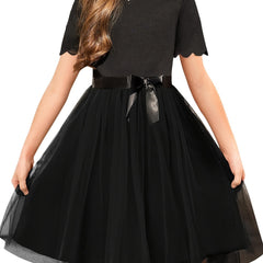 Girls Dress Party Flower Girls' Dress Tutu Fluffy Summer Dresses Belted Wedding Size 3-11 Years