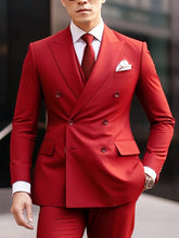 High-Quality Men'S Double-Breasted Suit. The Suit Has A Pointed Collar Design, Is Formal, Versatile And Tailored. Lt Comes As a Two-Piece Set Including A Suit And A Jacket.
