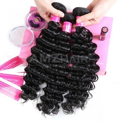 Deep Wave Brazilian Human Hair Bundles Free Sample Virgin Cuticle Aligned Human Hair Extensions Raw Hair Weave Bundles For Women - SHOWLU FASHION STORE