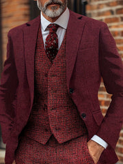 Men's Geometric-Patterned Polyester Suit Jacket, 100% Polyester Woven Fabric, Mature Style with Lapel Collar, Regular Fit, All-Season Adult Blazer, Seasonal Fashion | Classic Lapel Collar | Button Closure Blazer SHOWLU FASHION STORE