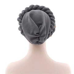 Double Braid Diamonds Halo Turban Cap Lady Cancer Chemo Caps Female Beanie Bonnet Hair Loss Cover African Head Wraps - SHOWLU FASHION STORE