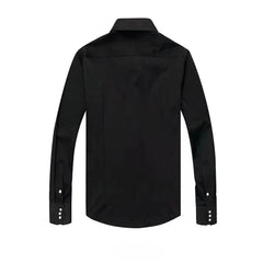 Dress Shirt for Men Button - down Collared Formal Business Long Sleeve Casual Korean Fashion Slim Fit Male Designer Shirts White - SHOWLU FASHION STORE