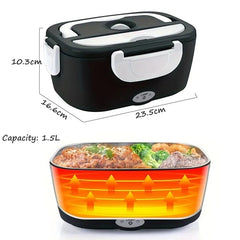 Dual - Use Car Office Electric Heated Lunch Box 220V 110V 24V 12V School Trip Travel Stainless Steel Food Warmer Container Black - SHOWLU FASHION STORE