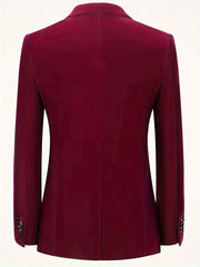 Men's Elegant Velvet Blazer - Royal Blue, Long Sleeve, Double-Breasted with Pockets, Notched Lapel, Perfect for Fall and Winter Formal Events SHOWLU FASHION STORE