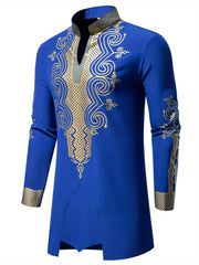 Men's Casual Striped Long Sleeve Robe Set - Polyester, Machine Washable, Stand Collar