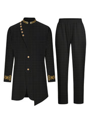Men's Casual Long-sleeved Two-piece Suit, Mid-length Top And Trousers