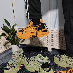 Men's Fashion Sneakers Casual Thick-Sole Lace-Up Shoes Comfortable Trendy Height-Increasing for Outdoor Travel and Daily Work Skateboarding