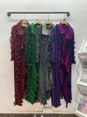 EGRM Pleated 2 Piece Sets Fashion Ruffles Long Sleeves Coat with Suspender Slim High Waist Female Clothing Autumn 2024 New 6R218 - SHOWLU FASHION STORE