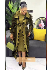 EGRM Pleated 2 Piece Sets Fashion Ruffles Long Sleeves Coat with Suspender Slim High Waist Female Clothing Autumn 2024 New 6R218 - SHOWLU FASHION STORE