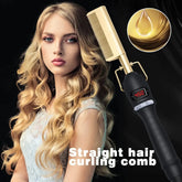Electric Hot Comb Hair Straightener Heating Comb Ceramic LCD Straightener Brush for Wigs American African Hair Styling Tools - SHOWLU FASHION STORE