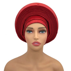 Elegant African Headtie Turban Already Made Women's Auto Gele Female Head Wraps Nigeria Head Ties Wedding Party Headgear - SHOWLU FASHION STORE